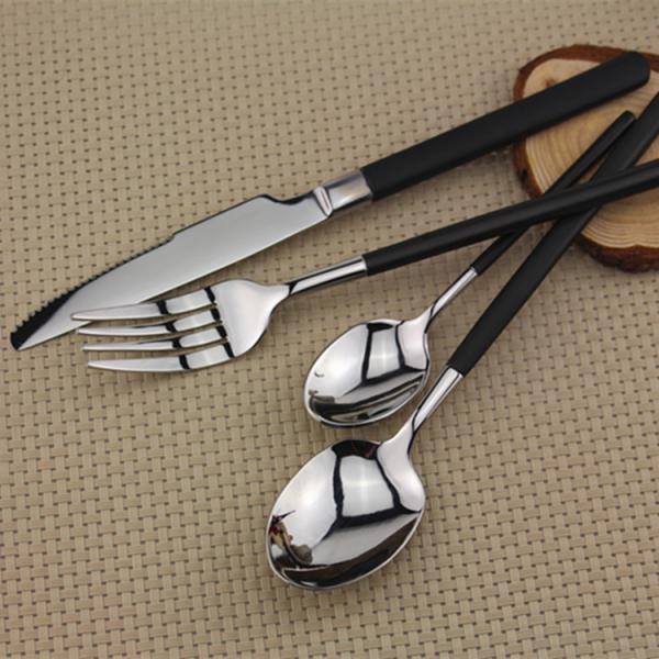 Flatware High quality gold plating Stainless steel cutlery dinnerware set black handle