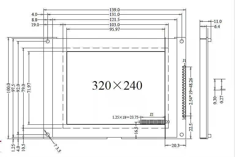 5,1 дюйма 320 240 модуль дисплея точек FSTN голубой цифробуквенный LCD