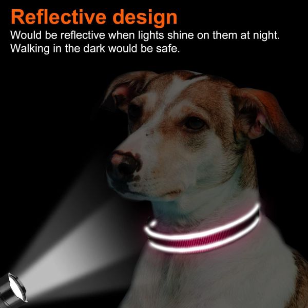 Adjustable Waterproof Flashing Light Up Dog Collar for Nighttime Walking Customized