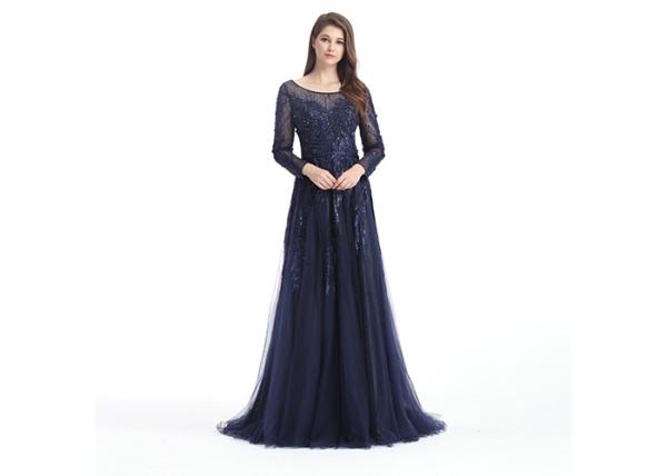 Women Sexy Wrap Plunging Sparkle Prom Dresses With Sleeves A - Line Style