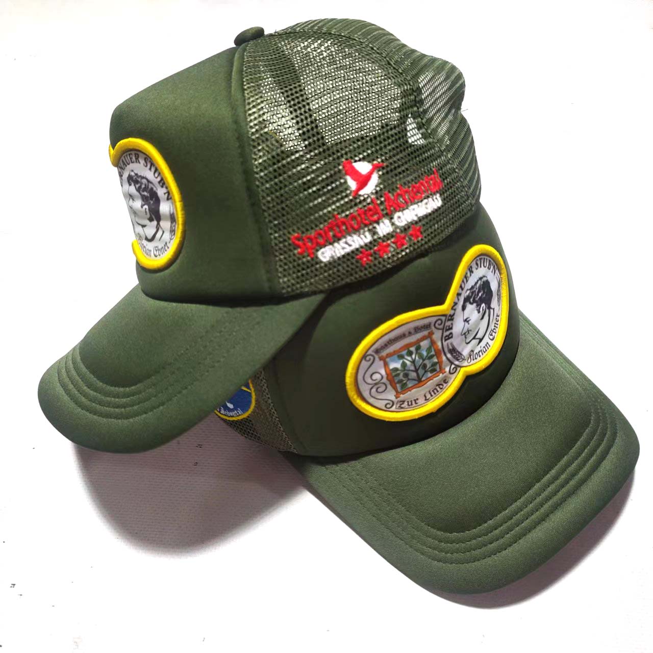 3D Embroidery Foam 5 Panel Trucker Hat Print Patch Snap Back Green Cap