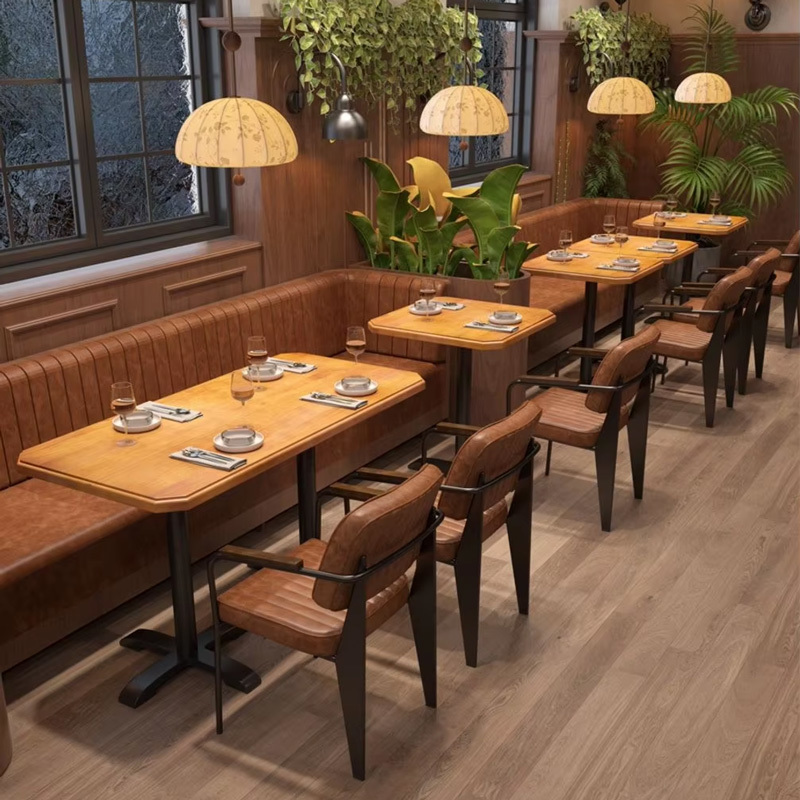 Modern Solid Wood Restaurant Furniture Set Customizable for Cafe and Commercial Dining