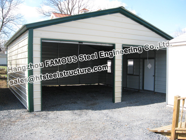 Metal Garage Pre-engineered Building Steel Structure , Fabrication