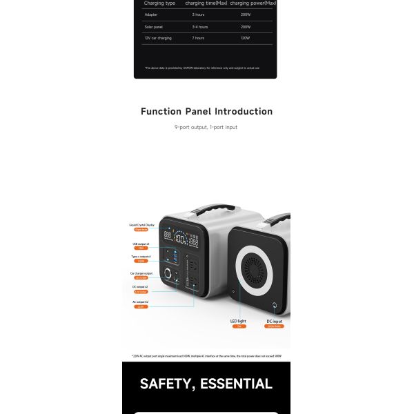 186000mAh Portable Solar Generator 500W Portable LiFePo4 Battery