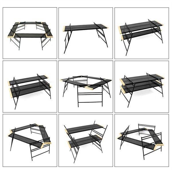 Outdoor Spliced Camping Folding Table, Outdoor Table, Card Table, Portable Grill Table, Adjustable Heights