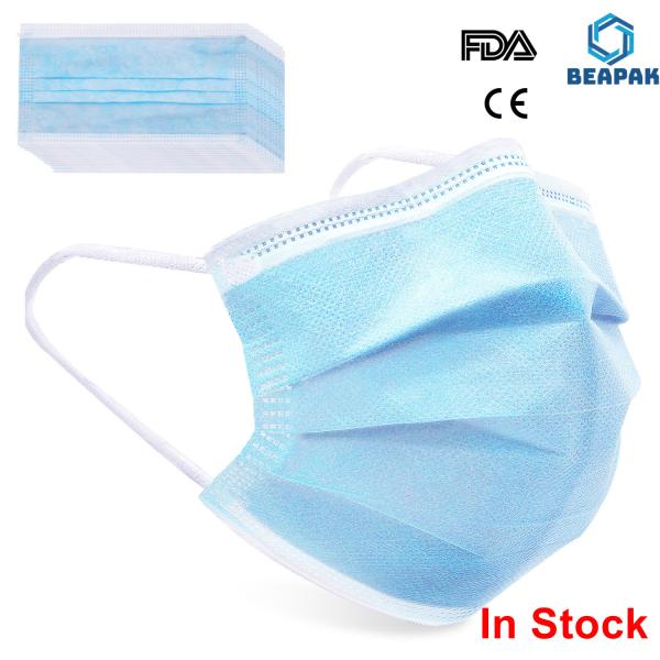 Anti Pollution 3 Ply Face Mask High Strength Good Filterability With Elastic Earloop