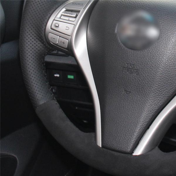 Black Suede Custom Fit Steering Wheel Cover For Nissan Qashqai Rogue Pulsar 2014-2018