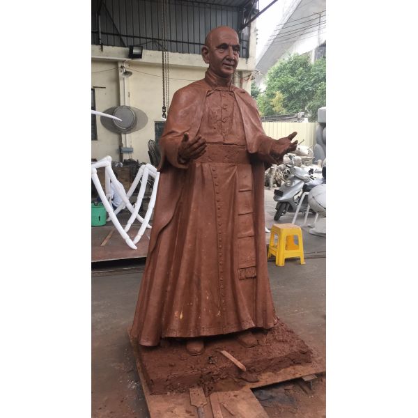 Chemical Do Color Bronze Human Sculpture , Polishing Standing Buddha Statue Hand Forged