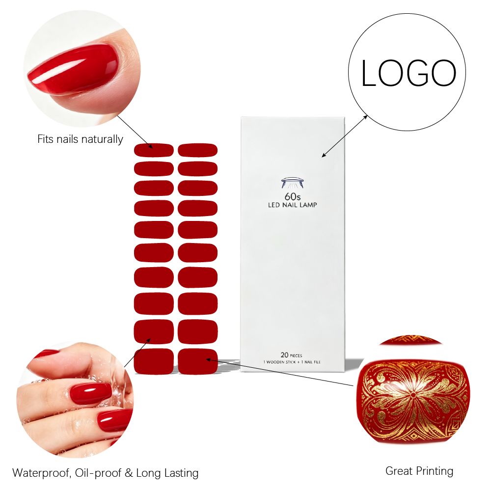 Solid Color Gel Nail Sticker Glossy Salon Nails