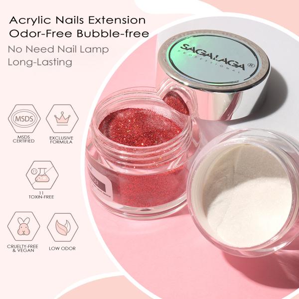 Private Label Glitter Color Acrylic Nail Powder 2 in 1 for Nail Salon Manicure Excellent Nail Art Effect Certificate MSDS
