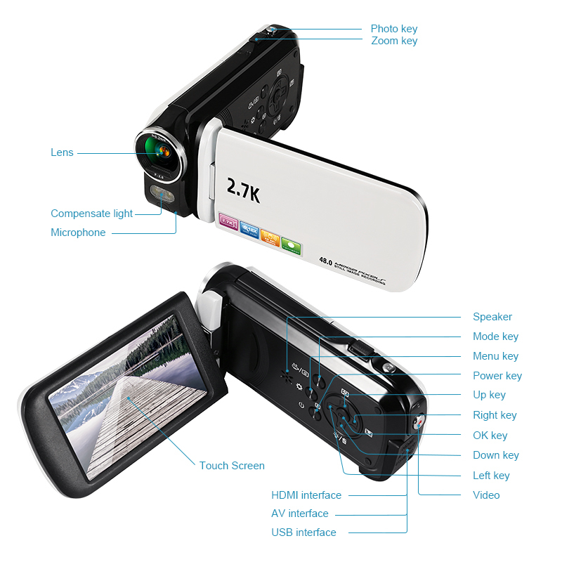 Retro 5K Video Digital Camera With Optical Zoom Anti Shake 3 Inch Flip Screen Vlog CMOS Camera Support External Lens for Vlog