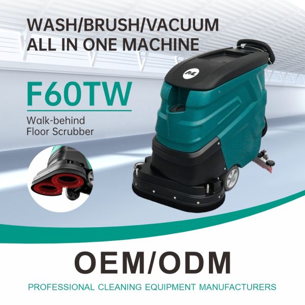 Industrial Walk Behind Sweeper Scrubber Floor Cleaning Machine For Tile