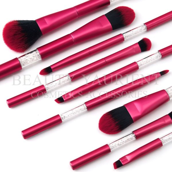 Luxurious 9 Piece Makeup Brush Set  Diamond Decoration Full Face Brush Set