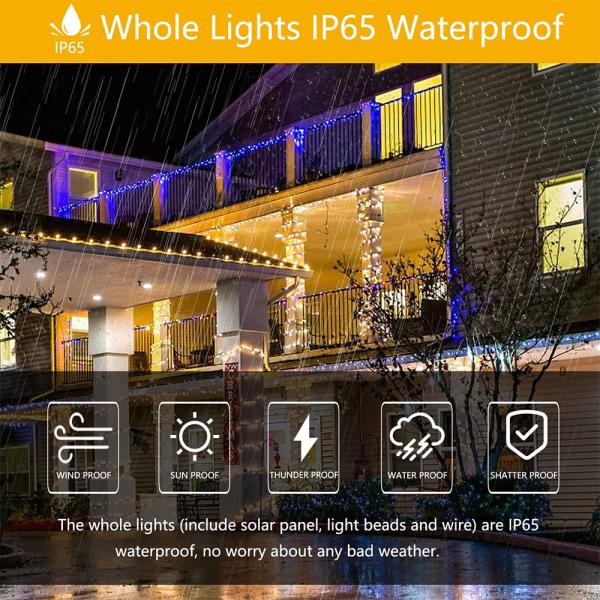 Outdoor Solar String Lights 8 Modes Leather Wire Fairy Lights 100 LED