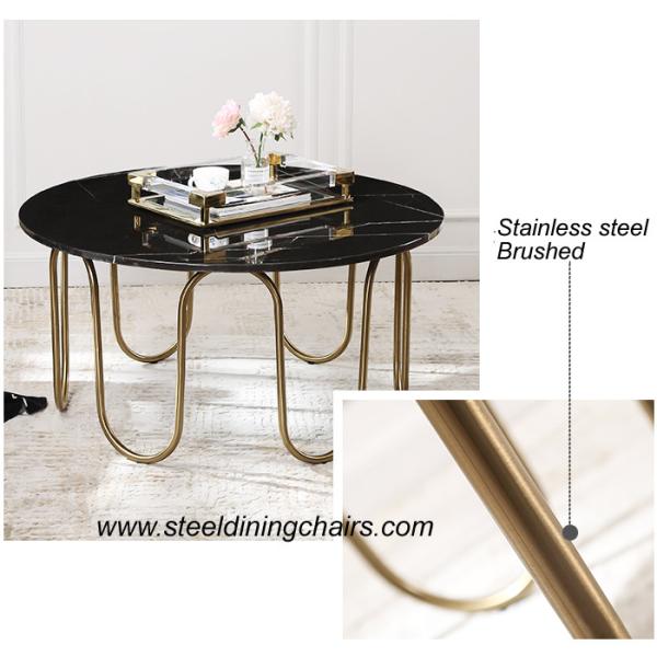 Home OEM ODM ISO9001 Marble Coffee Table With Stainless Steel Legs