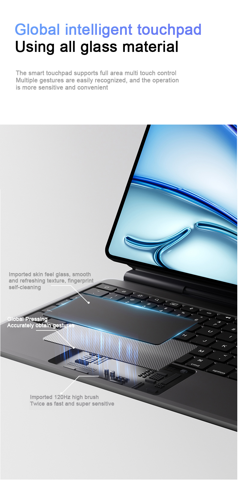 Aluminum Alloy Magic Keyboard Wireless Keyboard Case With 7 Color RGB Backlit Large Touchpad for iPad Pro 11