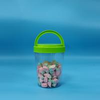 Large Round Green Handle Caps Candy Transparent PET Plastic Food Jars