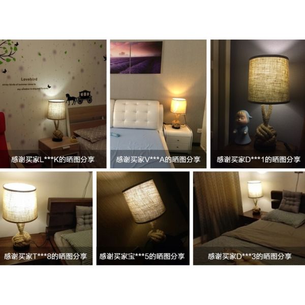 E27 Night Table Lamps For Living Room Bedroom  Rope Table Lamp(WH-MTB-141)