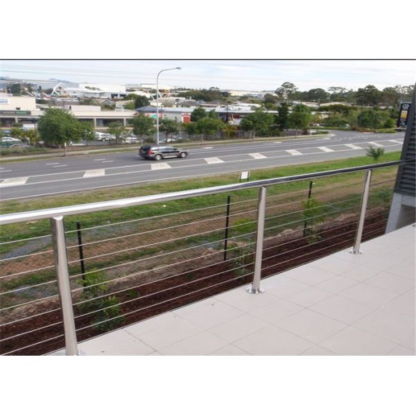 Outdoor Top Mount Building Railing 6mm Stainless Steel Wire Handrail Systems