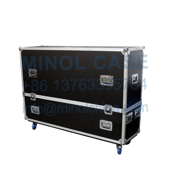 Aluminum 65Led Display Road Case TV Case For Two 55 To 65 LED TVs With Wheels