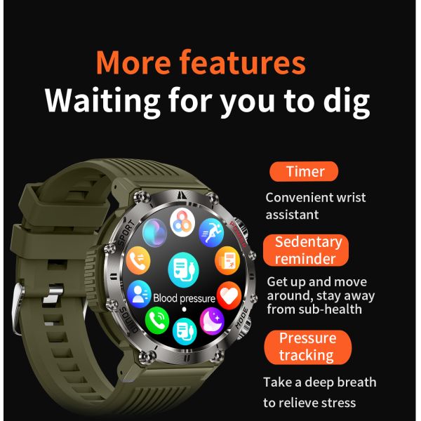 1.43 Inch Round Shape Smart Watch Wireless Charger Recording Waterproof Heart Rate Watch