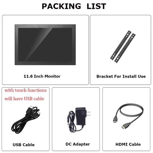 11.6 Inch 1920*1080 Embedded Touch Display 1000Nits Touchscreen Monitor Industrial