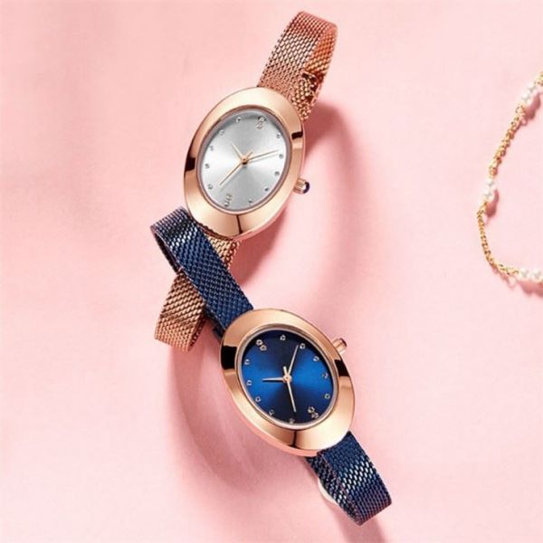 Insurance Buckle Mesh Strap Quartz Watch 30m Waterproof 8mm Dial