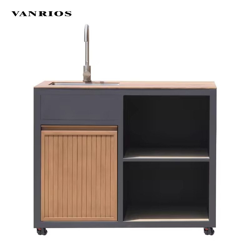 Modular Aluminum Kitchen Set Outdoor With Luxury Countertop And Gas BBQ Grill