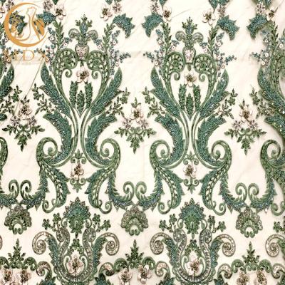 Telas nupciais do laço do Applique 3D verde feito sob encomenda para vestidos de partido