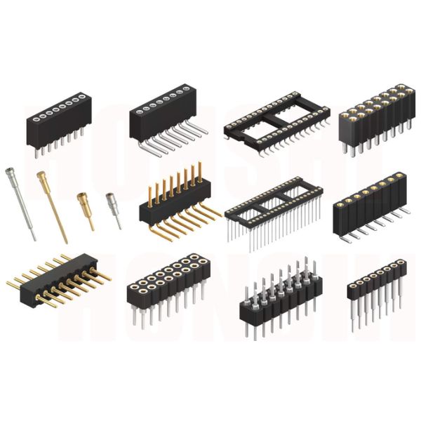 Dual Row PCB Round Pin Header Connector Machined Female Header 1.27mm 2.0mm 2.54mm