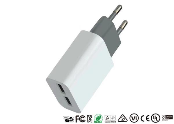 EU Plug Mobile Phone Wall Charger Dual USB Ports Private Mold 5V 2.4A
