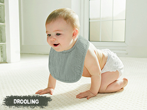 6-Pack Muslin Baby Bibs with Soft Plush Dots，100%Cotton Baby Drool Bibs for Unisex