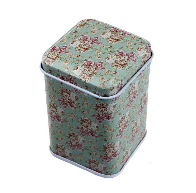 75x75x119mm Mini Printed Square Tin Box For Coffee And Tea With Embossing