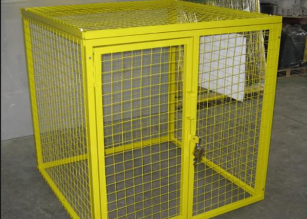 Yellow Color Gas Cylinder Cages Pad Lockable Easily Assembled / Dissembled 