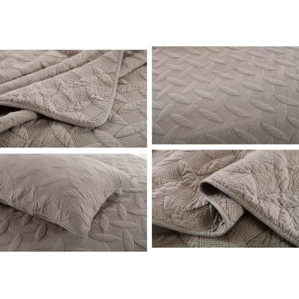 Cotton Embroidered Dye Full Size Quilts And Shams 3 Pcs Color Customized