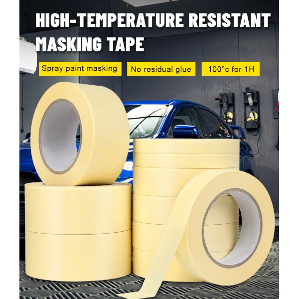 100 Degree Yellow Paper Furniture Painting High Temperature Masking Automotive Tape