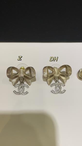 24K Gold Bow Silver Full-Diamond Double C Earrings 10mm