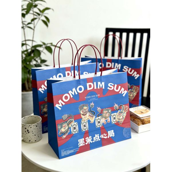 Custom Disposable Kraft Paper  twisted  handle  Bag Printing MOQ 50000 Pieces Take Away Bag