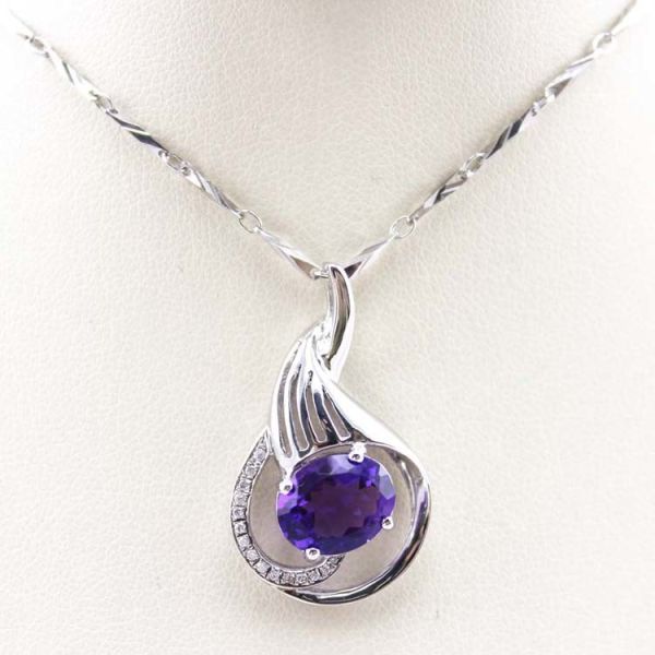 Women Jewelry 8mm x10mm Garnet Cubic Zircon Pendant Necklace (P36 )