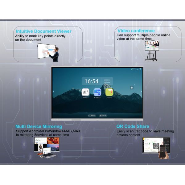 4K 75 Inch Smart Board Monitor Touch Screen Interactive Whiteboard