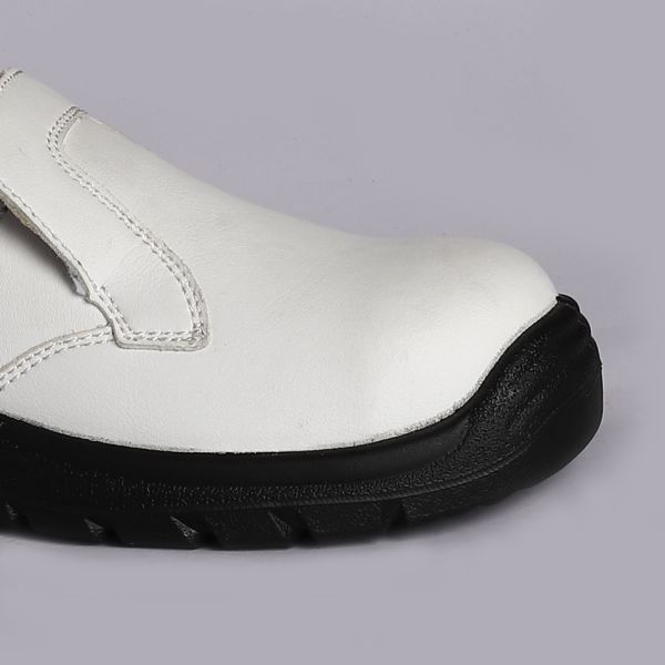 Unisex Low Cut Safety Shoes Smash Resistant Comfortable EVA Metal Eyelets White Upper Black Outsole