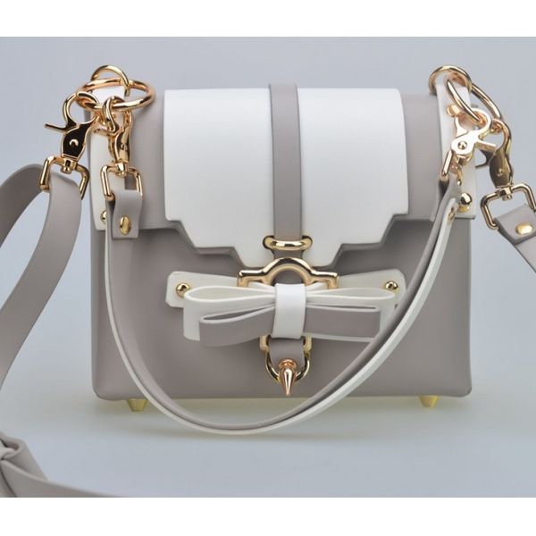 Bow hit the color stitching Korean pu shoulder bag with a clasp women's shoulder bag