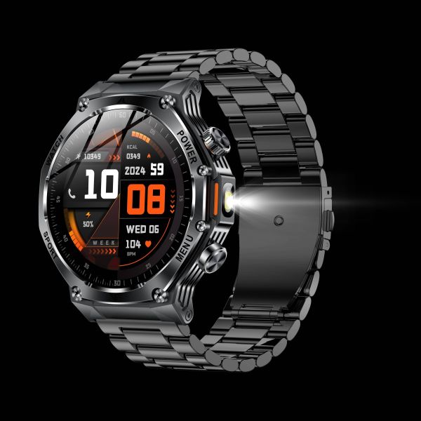 AK82 Smart Watch 1.85 BT Call Heart Rate Tracker Flashlight 800mAH 100+Sport Modes IP67 Waterproof Outdoor Sports