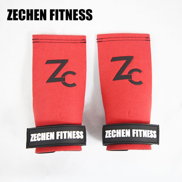 Soft red crossfit hand grips suede microfiber leather palm protect workout grips