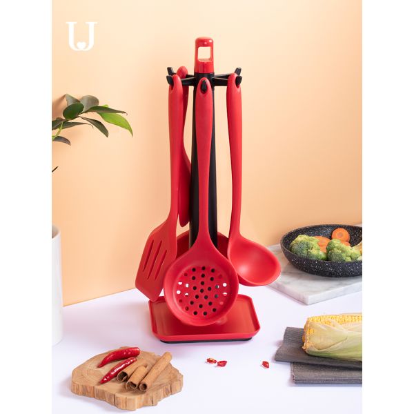 LFGB Eec 7 Piece Silicone Cooking Set / Silicone Kitchen Utensils Set