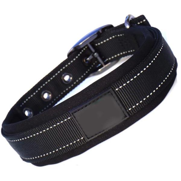 Reflective Plain Nylon Adjustable Webbing Dog Collars Padded XS S M L Custom Size