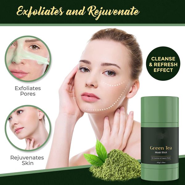 Natural Green Tea Face Mask Stick For Cleansing Whitening Anti-Acne