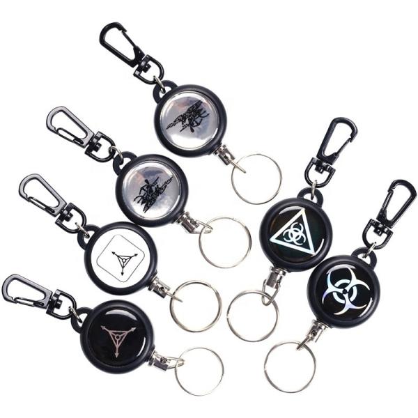 Deyi Badge Reel Heavy Duty Retractable Keychain With All Metal Carabiner Key Ring Fishing Cycling Hiking