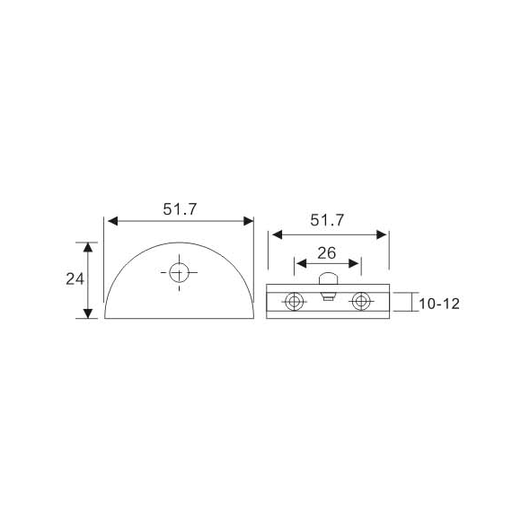 Fixed Glass Holder YS-038L, Zinc Alloy,  for glass 10-12mm, finishing chrome or Satin