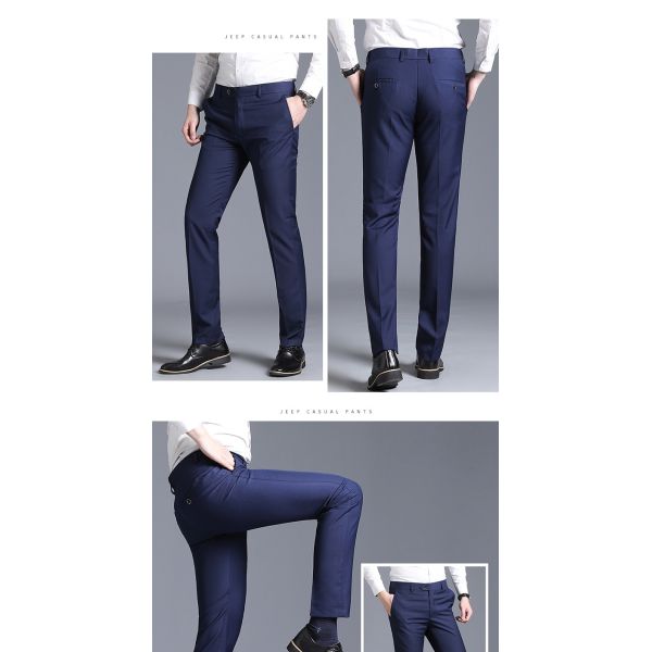 Anti-Shrink Loose Straight Men's Leisure Trousers for Business and Formal Occasions